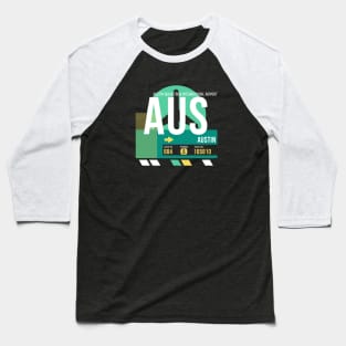 Austin (AUS) Airport // Retro Sunset Baggage Tag Baseball T-Shirt